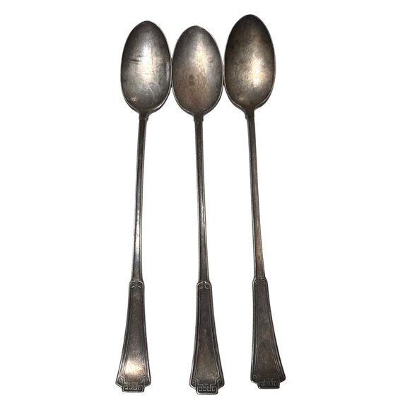 Lot of 9 WM Rogers & Sons Iced Tea Spoons Patterns Grecian Ivanhoe Lincoln - Picture 2 of 9